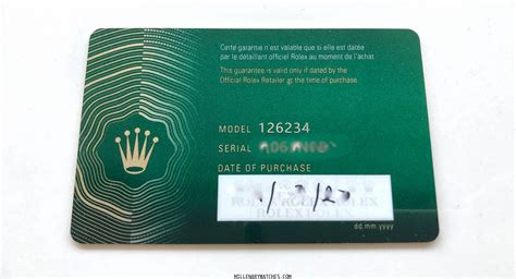 2020 rolex warranty card